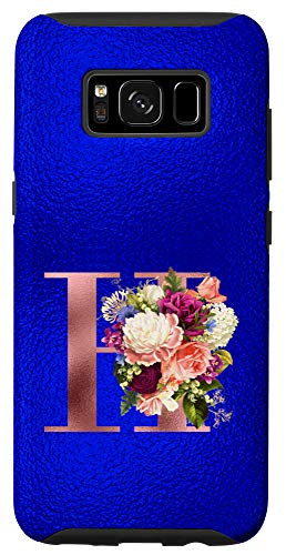 Galaxy S8 Blue floral initial letter H monogram lilac blush flowers Case