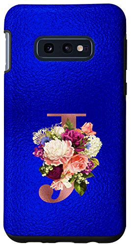 Galaxy S10e Blue floral initial letter J monogram lilac blush flowers Case