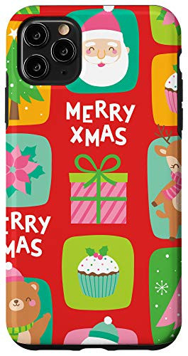 iPhone 11 Pro Max Merry Xmas Mistletoe Cupcakes Snowman Santa Christmas Tree Case