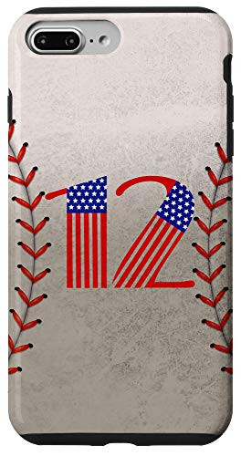 iPhone 7 Plus8 Plus Baseball Number 12 with American USA flag Case