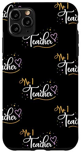 iPhone 11 Pro Max Number 1 Teacher Back to School Gift Black Scatter Case