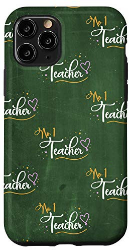 iPhone 11 Pro Number 1 Teacher Back to School Gift Chalkboard Green Case