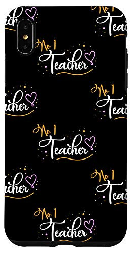 iPhone XS Max Number 1 Teacher Back to School Gift Black Scatter Case