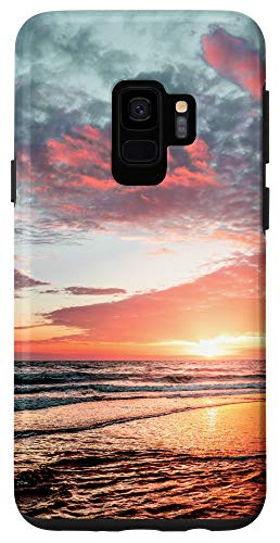 Galaxy S9 oceanic waters beach sand sky sunset sea waves photo print Case