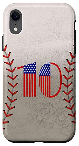 iPhone XR Baseball Number 10 with American USA flag Case