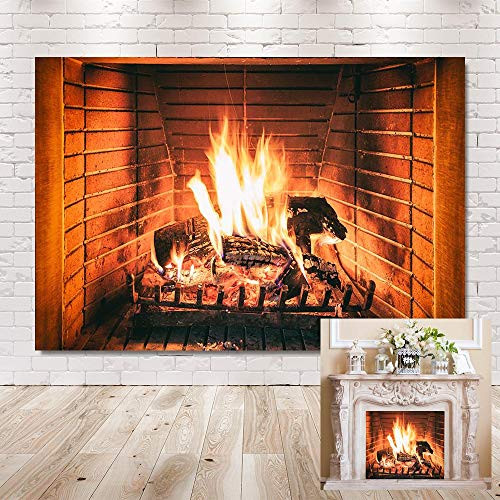 MEHOFOND Christmas Fireplace Photo Studio Backdrop Props Xmas Decoration Fireplace Stove Winter Family Portrait Backgrounds for Photography 7x5ft