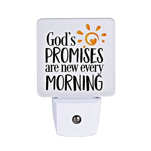 Dexsa Plug in LED Night Light - Automatic and Safe, Illuminates and Adds The Perfect Touch to Any Room | Let Your Light Shine Nightlight - God's Promises are New Every Morning