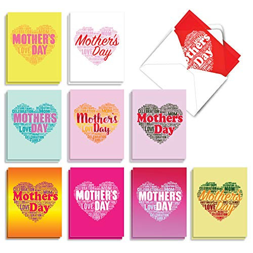 The Best Card Company - 20 Mothers Day Cards Bulk 4 x 5_12 Inch - Loving Small Note Card Set - Mothers Words AM3192MDG-B2x10