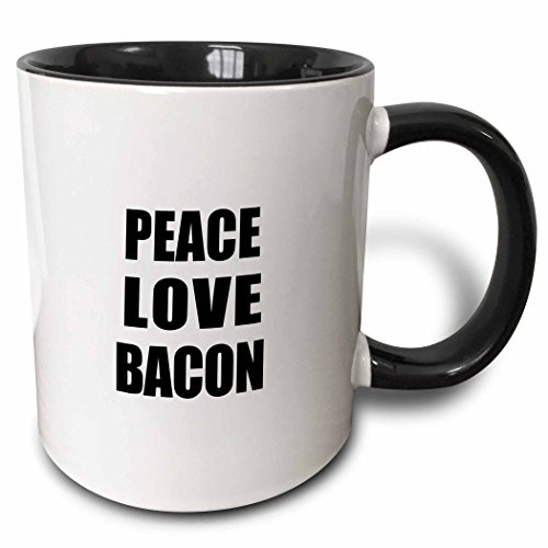 3dRose 184842_4 Peace Love And Bacon - Things That Make Me Happy - Funny Humorous Gift Two Tone Mug 11 oz Black 3dRose 184842_4 Peace Love And Bacon - Things That Make Me Happy - Funny Humorous Gift Two Tone Mug 11 oz Black