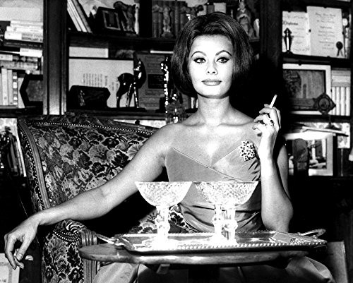 Sophia Loren smoking with champagne Photo Print 10 x 8