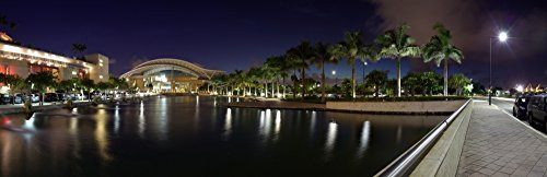 Reflection of lights on water Puerto Rico Convention Center Isla Grande Santurce San Juan Puerto Rico USA Poster Print by Panoramic Images 18 x 6