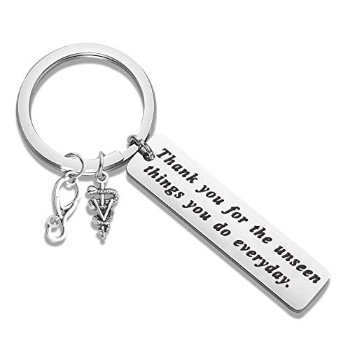 BAUNA Veterinary Key Chain Veterinarian Gift Thank You for The Unseen Things You Do Everyday Vet Tech Appreciation Gift Veterinary Medicine Jewelry Vet Tech Keychain