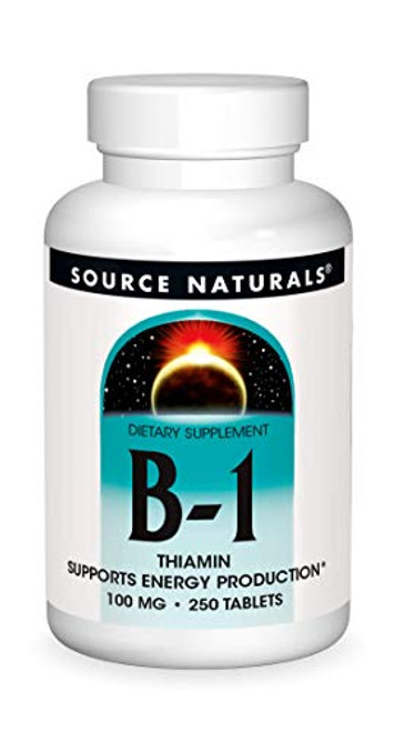 Source Naturals Vitamin B-1 Thiamin 100 mg Supports Energy Production - 250 Tablets