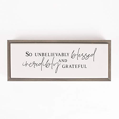 P_ Graham Dunn Blessed and Grateful Classic White 13 x 5 Pine Wood Decorative Framed Art Sign P_ Graham Dunn Blessed and Grateful Classic White 13 x 5 Pine Wood Decorative Framed Art Sign