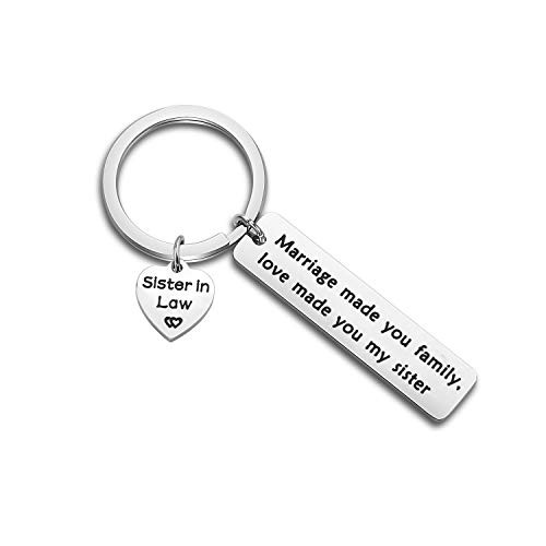bobauna Sister in Law Gift Marriage Made Us Family Love Made You My Sister Keychain Sister in Law Keychain