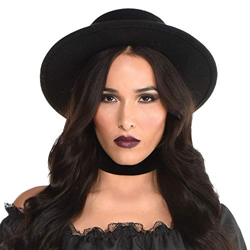 amscan Wide Brim Black Hat Halloween Accessory for Women Gothic One Size