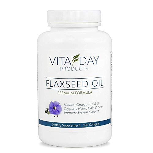 Organic Premium Flaxseed Oil Capsules Flax Seed for Healthy Heart Hair Nails   Weight Loss - 1000mg Supplement - 120 Softgels - NO Soy - Omega 3 6 9 Pills - Made in USA   100 Satisfaction