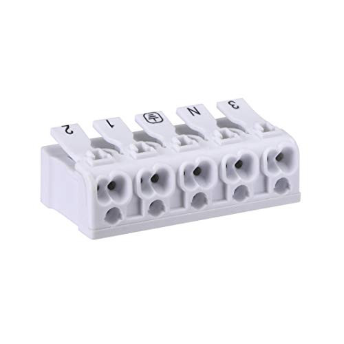 uxcell Spring Wire Connectors Quick Connector No Screws Terminal Barrier Block 5 Positions 15pcs