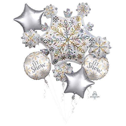 Anagram Shining Snow Foil Balloon Bouquet Medium Multicolor