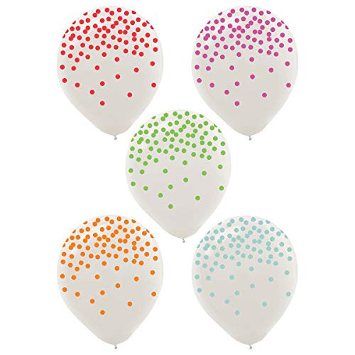 Amscan Rainbow Confetti Printed Latex Balloons 12 Assorted