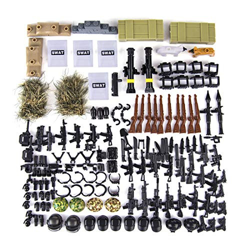 Haoun Weapon Pack Military Weapon Accessories for Battle Brick Figures Army Weapons Sandbag Bricks Building Blocks Bricks Toy Compatible with All Major Brands