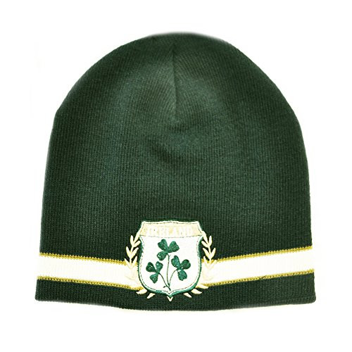 Green Ireland Shamrock Crest Knit Hat