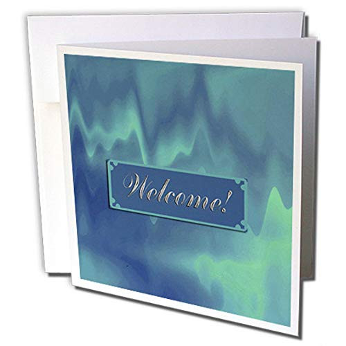 3dRose Wave Green Welcome Design - Greeting Cards 6 x 6 Set of 12 gc-49165-2