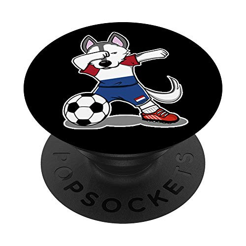 Dabbing Husky Dog Netherlands Football Dutch Flag Soccer PopSockets Grip and Stand for Phones and Tablets