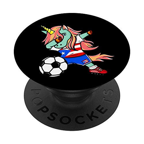 Dabbing Unicorn Puerto Rico Football - Puerto Rican Flag PopSockets Grip and Stand for Phones and Tablets