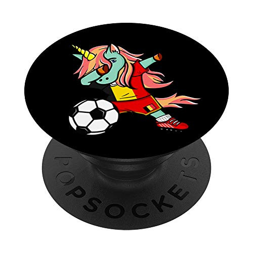 Funny Dabbing Unicorn Belgium Football - Belgian Flag Soccer PopSockets Grip and Stand for Phones and Tablets