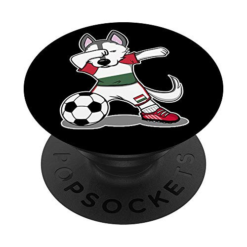 Dabbing Husky Dog Hungary Football - Hungarian Flag Soccer PopSockets Grip and Stand for Phones and Tablets
