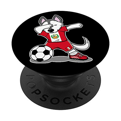Funny Dabbing Husky Dog Peru Football - Peruvian Flag Soccer PopSockets Grip and Stand for Phones and Tablets Funny Dabbing Husky Dog Peru Football - Peruvian Flag Soccer PopSockets Grip and Stand for Phones and Tablets
