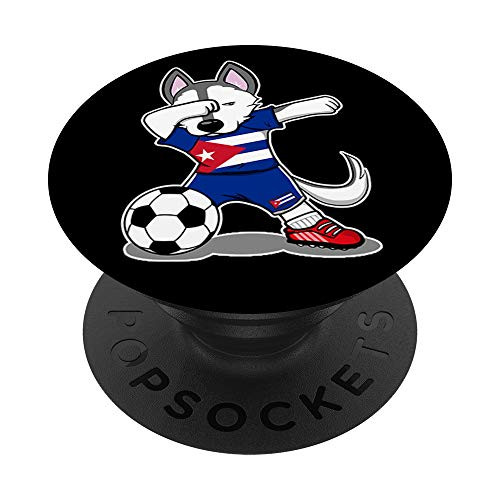 Funny Dabbing Husky Dog Cuba Football - Cuban Flag Soccer PopSockets Grip and Stand for Phones and Tablets Funny Dabbing Husky Dog Cuba Football - Cuban Flag Soccer PopSockets Grip and Stand for Phones and Tablets