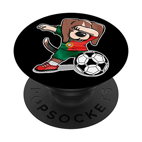 Dabbing Beagle Dog Portugal Football Portuguese Flag Soccer PopSockets Grip and Stand for Phones and Tablets