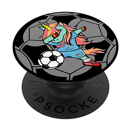 Funny Dabbing Unicorn Fiji Football - Fijian Flag Soccer PopSockets Grip and Stand for Phones and Tablets