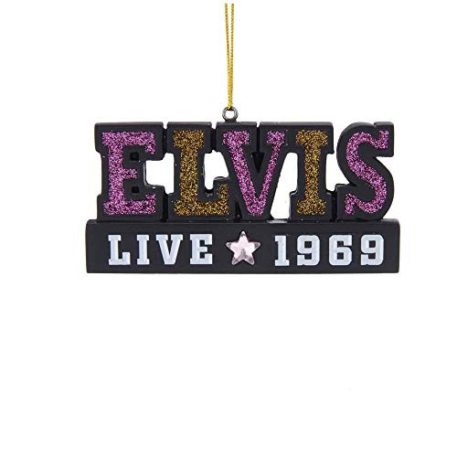 Kurt Adler EP2203 Elvis Live 1969 Block Hanging Ornament 3-inch High Resin