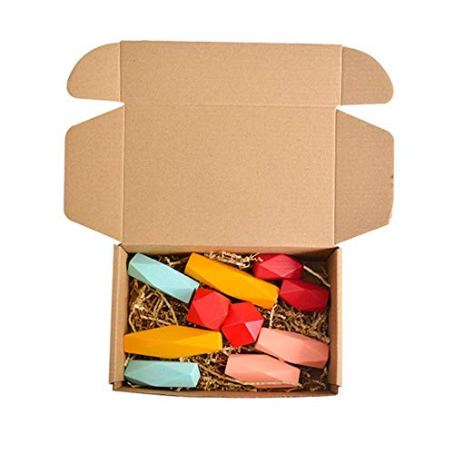 Lightweight Natural Wooden Balancing Blocks Colored Wooden Stones Stacking Game Rock Blocks Educational Puzzle Toy Long Style  10pcs
