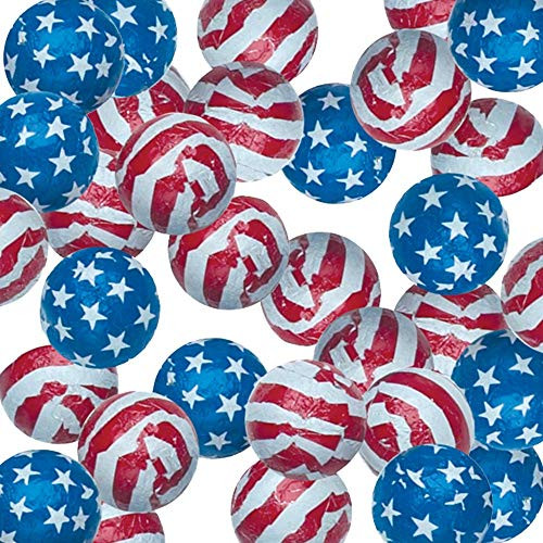 Madelaine Chocolates Stars and Stripes Patriotic Themed Solid Premium Milk Chocolate Balls 1 LB