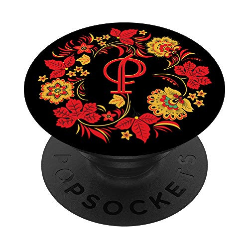Red Letter P Initial Floral Personalized Design Monogram PopSockets Grip and Stand for Phones and Tablets