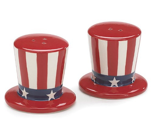 Burton & Burton USA Flag Salt and Pepper Shakers Patriotic Uncle Sam Hats