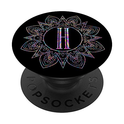Letter H Initial Peace Mandala Spiritual Symbol Monogram PopSockets Grip and Stand for Phones and Tablets