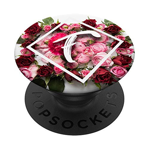 Letter F Initial Floral Design Personalized Monogram PopSockets Grip and Stand for Phones and Tablets