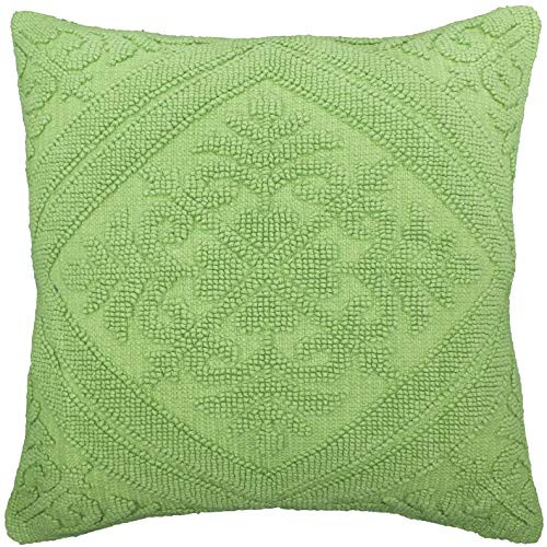 Baytown Lime Green Decorative Accent Throw Pillow Cover - 18x18 - Farmhouse and Boho Chic Style for Sofa Couch Bed or Chair Set of Two