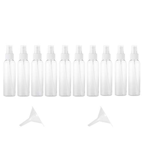 PIXNOR 100ml Mini Spray Bottles 20pcs Clear Empty Fine Mist Plastic Mini Travel Bottle Small Refillable Liquid Containers with 4pcs Funnels