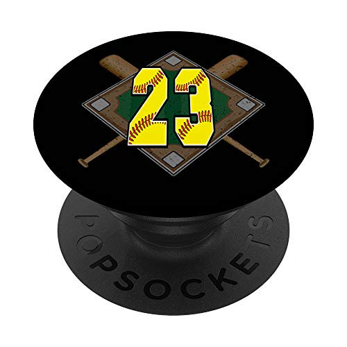 Girls Softball Number 23 Softball Diamond Number 23 PopSockets Grip and Stand for Phones and Tablets Girls Softball Number 23 Softball Diamond Number 23 PopSockets Grip and Stand for Phones and Tablets