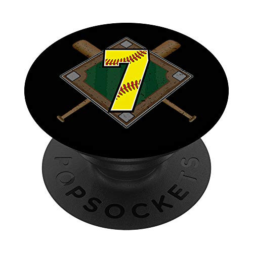 Girls Softball Number 7 Softball Diamond Bats Number Seven PopSockets PopGrip Swappable Grip for Phones   Tablets