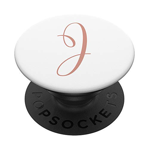 J Initial Monogram Blush Pink and White Capital Letter PopSockets PopGrip Swappable Grip for Phones   Tablets