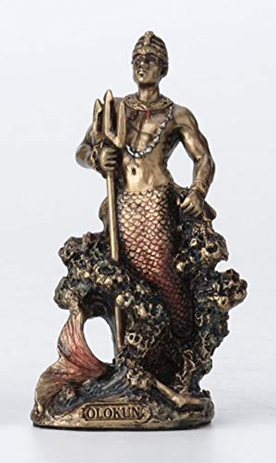 Veronese Design 3 12 Inch Olokun Santeria Orisha Owner of The Deep Sea Hand Painted Cast Resin Antique Bronze Finish Statue Home Decor