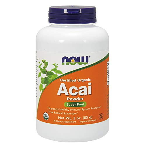NOW Supplements Certified Organic Acai Powder Super Fruit with Phytonutrients 3-Ounce