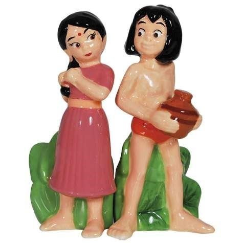 Westland Giftware Magnetic Ceramic Salt and Pepper Shaker Set Mowgli and Shanti Multicolor